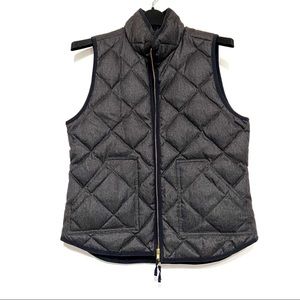 J. Crew Gray Down Quilted Zip Vest size Medium